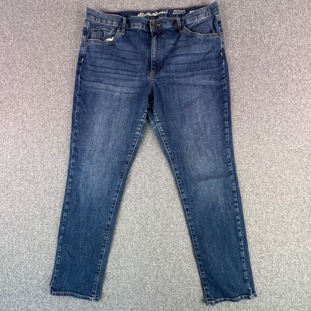 Eddie Bauer Jeans Womens 14 Boyfriend Midrise Slim Blue Stretch Excellent